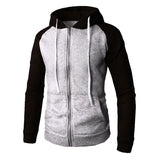 Men Hoodies Zipper Jacket Color Patch Tracksuit Hooded Sweatshirts