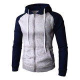 Men Hoodies Zipper Jacket Color Patch Tracksuit Hooded Sweatshirts