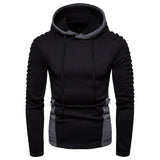 Men Hoodies Long Sleeve Sweatshirt Fashion Fold Zipper Pocket Cotton Puoover Casual Hip Hop