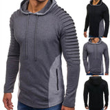 Men Hoodies Long Sleeve Sweatshirt Fashion Fold Zipper Pocket Cotton Jersey Casual Hip Hop